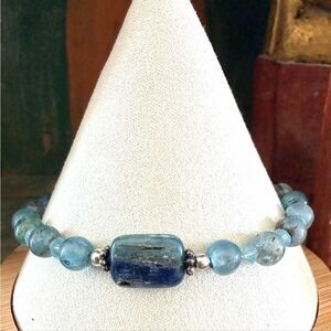 Blue Kyanite & Apatite Beaded Bracelet